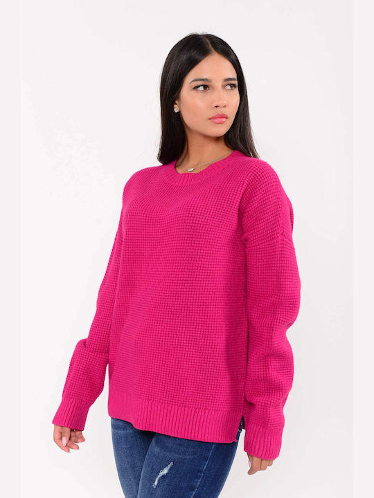 Doretta Women's Long Sleeve Sweater Fuchsia