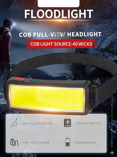 Ideahellas Rechargeable Headlamp LED IP64 with Maximum Brightness 1600lm Black