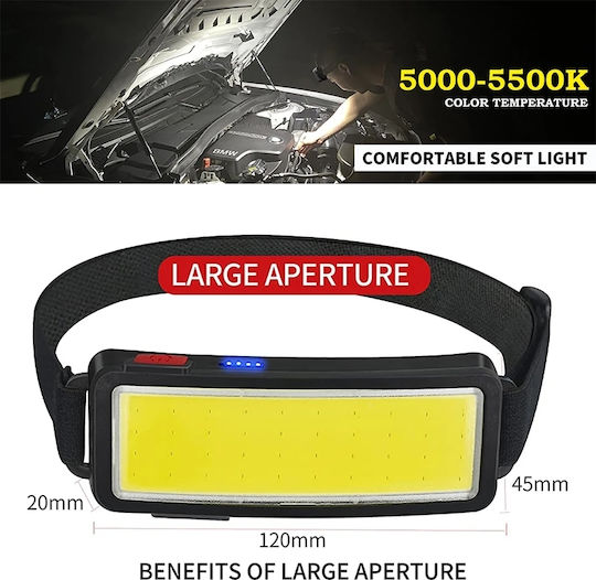 Ideahellas Rechargeable Headlamp LED IP64 with Maximum Brightness 1600lm 3pcs Black