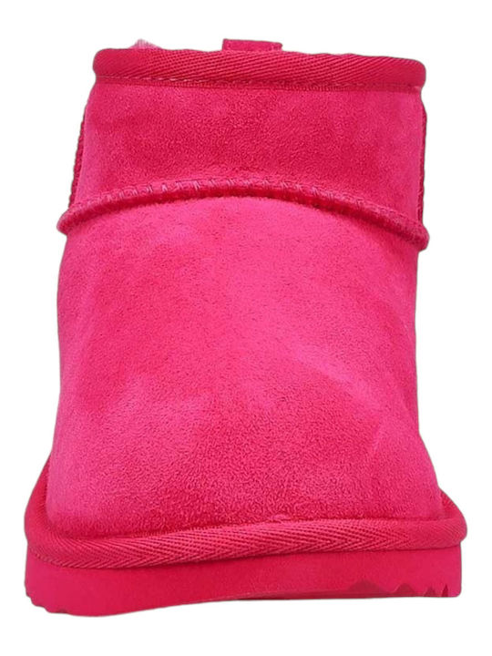 Classic Suede Kids Boots with Zipper Fuchsia