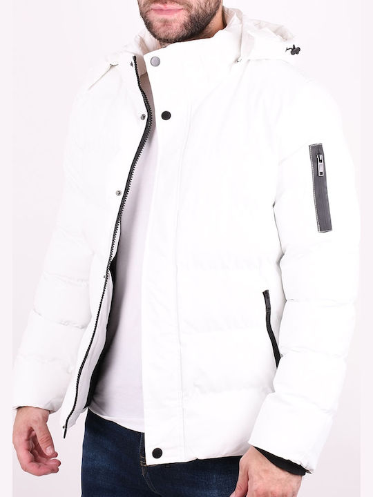 Dsplay Men's Winter Jacket White