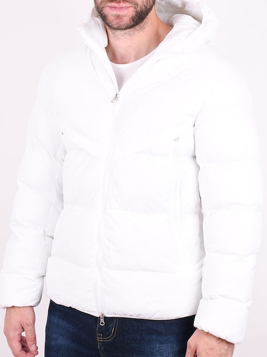 Dsplay Men's Winter Puffer Jacket White