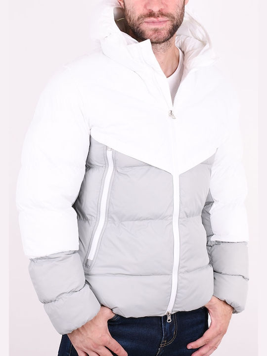 Dsplay Men's Winter Puffer Jacket White