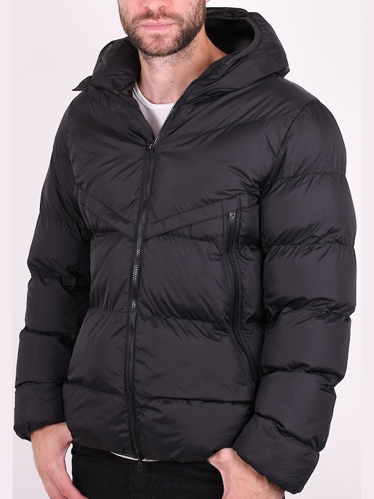 Dsplay Men's Winter Puffer Jacket Black