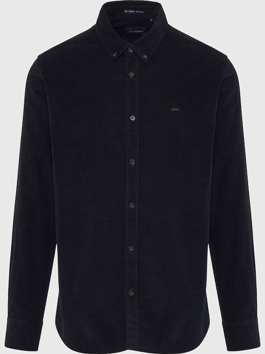 Long-sleeved Corduroy Shirt Navy Blue