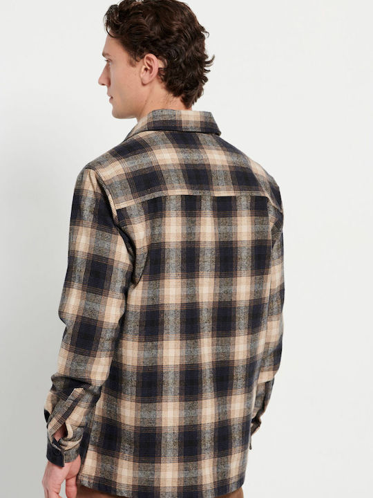 Long Sleeve Flannel Overshirt In Regular Fit Checked Checked