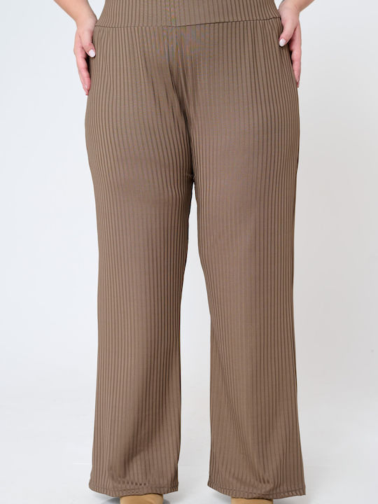 Jucita Women's Fabric Trousers with Elastic Brown