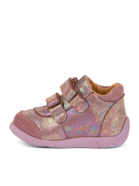Anatomisch Lederne Kinderstiefeletten mit Klettverschluss Rosa