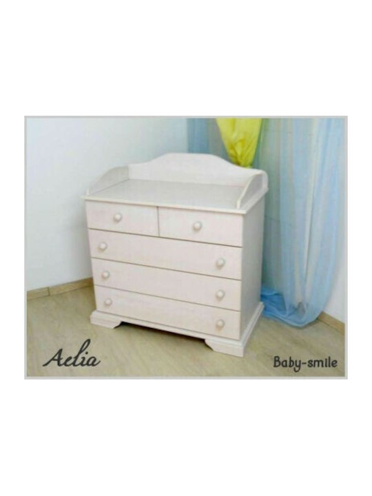 Aelia Baby Kommode mit 5 Schubladen Weiß 99x50x108cm Aelia Baby Kommode mit 5 Schubladen Weiß 99x50x108cm
