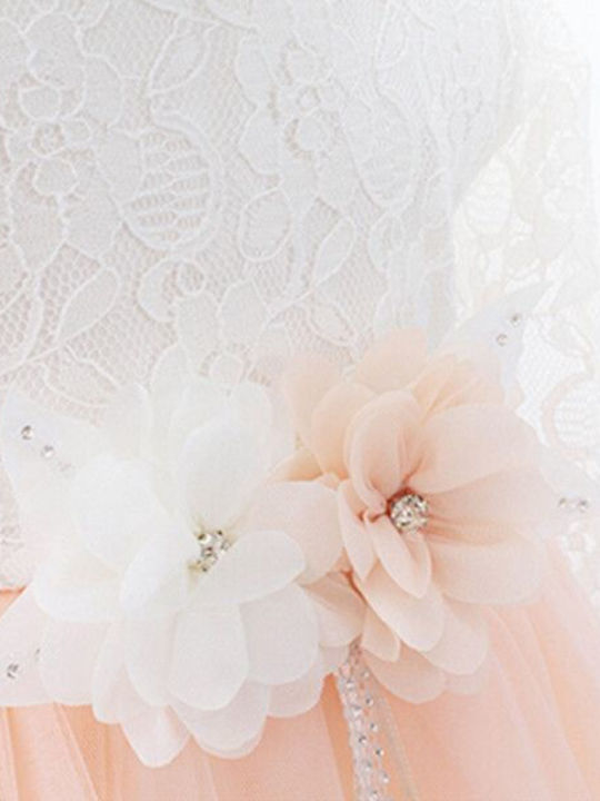 Pugi Orange Baptism Clothing Set with Hair Accessories & Dress made of Tulle 2pcs