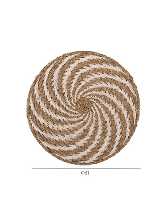 Freebox Wall Decor Plate White Made of Wicker Material 61x3x61cm
