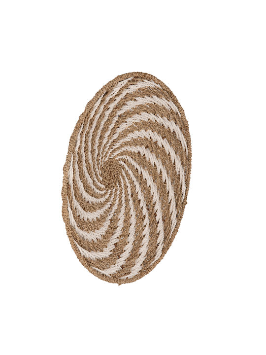 Freebox Wall Decor Plate White Made of Wicker Material 61x3x61cm