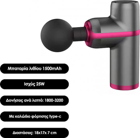 Cenocco Portable Mini Πιστόλι Μασάζ για τα Πόδια, το Σώμα & τα Χέρια με Δόνηση Γκρι