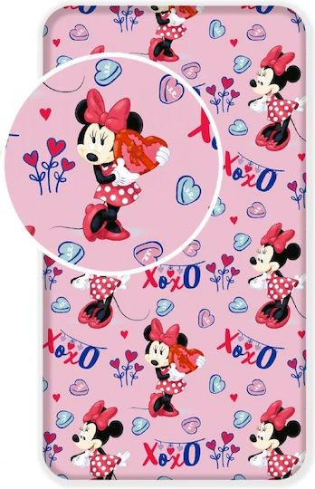 Family Enterprise Single Kids Sheets with Elastic Band Minnie Mouse Pink 90x200cm
