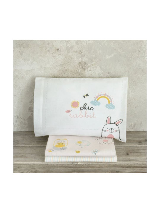 Nima Σετ Βρεφικά Σεντόνια Λίκνου Βαμβακερά Chic Rabbit Ροζ 70x110εκ. 2τμχ