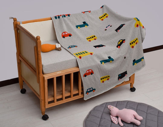 Liolios Home Babydecke Wickeltücher für Kinderzimmer Fahrzeuge 80x100cm
