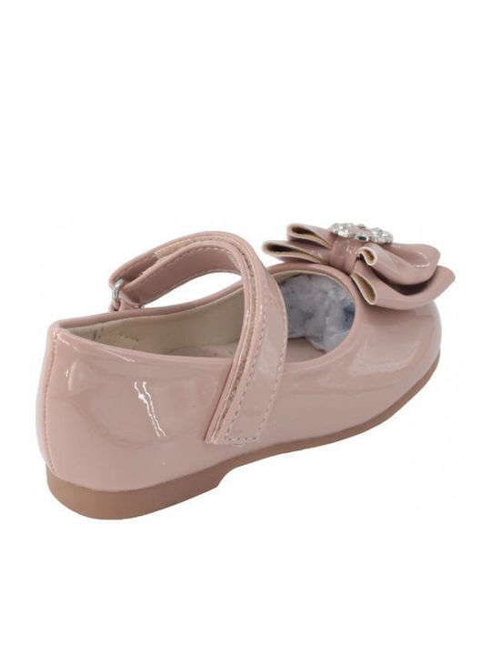 Oscal Kids Patent Leather Ballerinas with Hoop & Loop Closure Pink