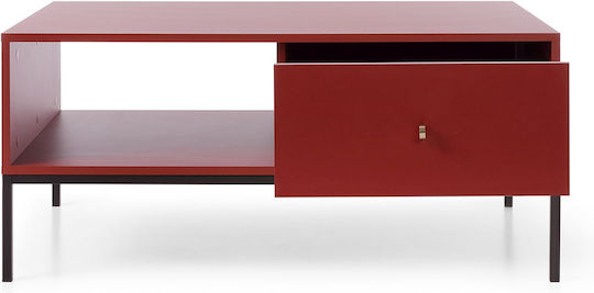 Rectangular Central Coffee Table Mono Wooden with Drawers Burgundy / Gold M103.5xL68xH46.2cm