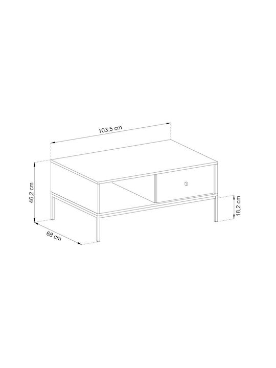 Rectangular Central Coffee Table Mono Wooden with Drawers Burgundy / Gold M103.5xL68xH46.2cm