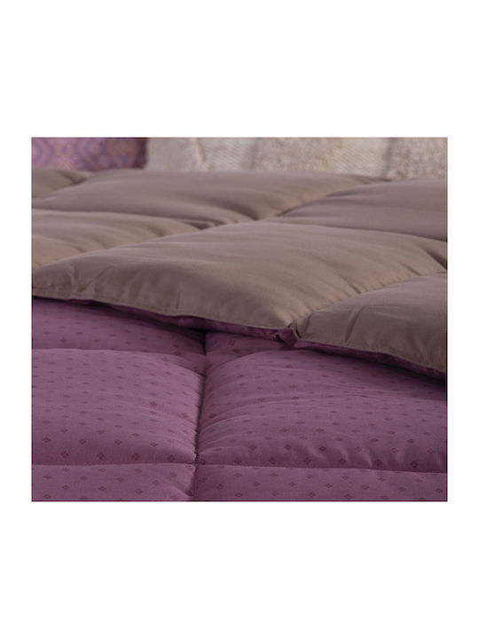 Nef-Nef Homeware Πάπλωμα Μονό με Γέμιση Microfiber 160x220εκ. Bicolor Mauve/Mocca