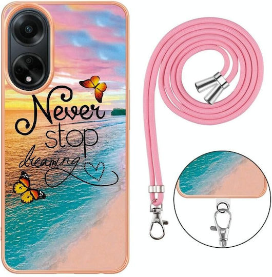 Electroplating Marble Back Cover Πλαστικό με Λουράκι (Oppo A98)