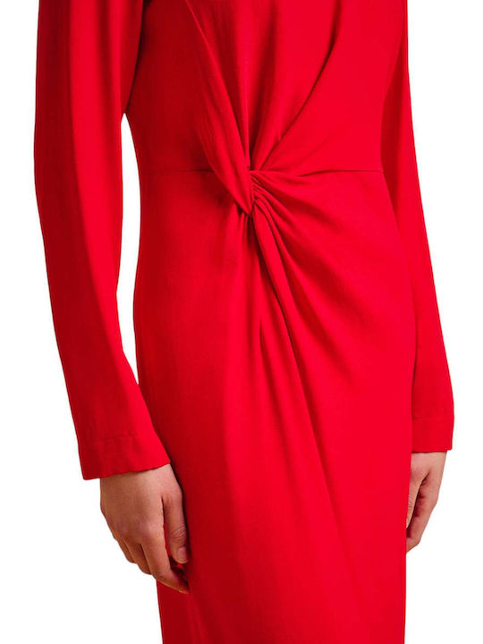 Liviana Conti Midi Dress Draped Red