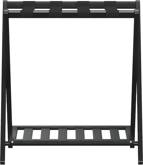 vidaXL Wooden Foldable Hotel Luggage Rack Black W68xD38xH58cm