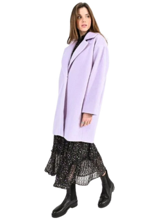 Molly Bracken Women's Midi Coat with Buttons Lilac