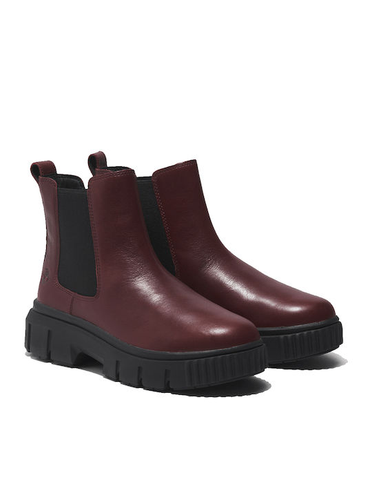 Greyfield Mid Leather Women's Chelsea Boots Burgundy