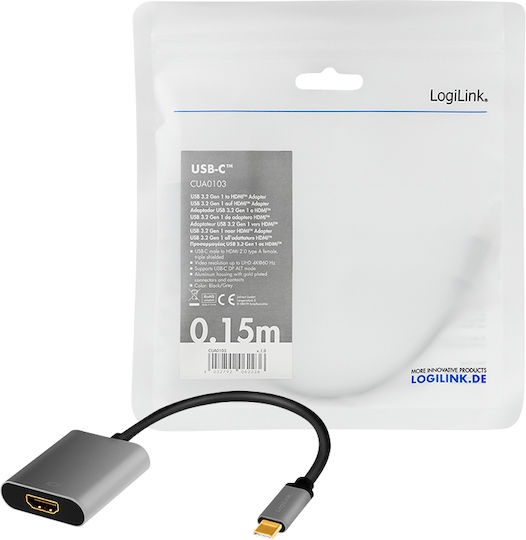 LogiLink Μετατροπέας USB-C male σε HDMI female Χρυσό (CUA0103)
