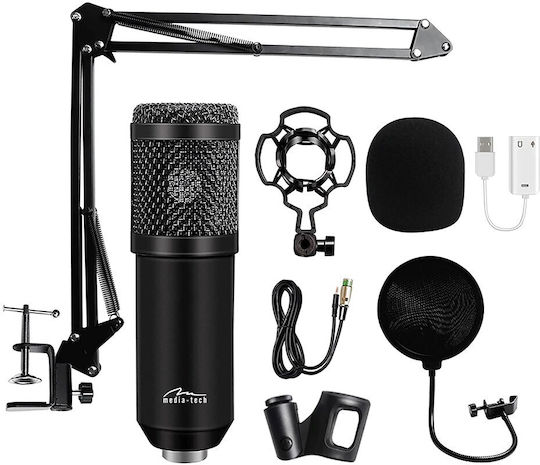 Media-Tech 333926 Комплект Микрофон XLR / USB Настолен за Студио в Черен Цвят