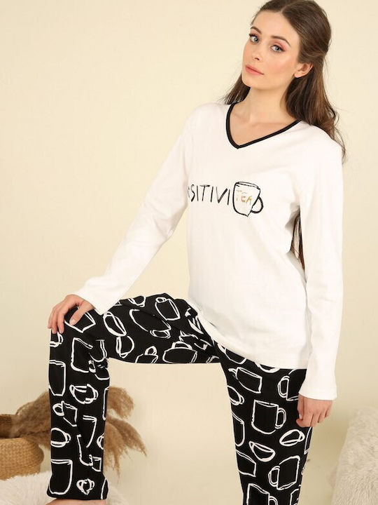 Happy Family Winter Women's Pyjama Set Cotton White