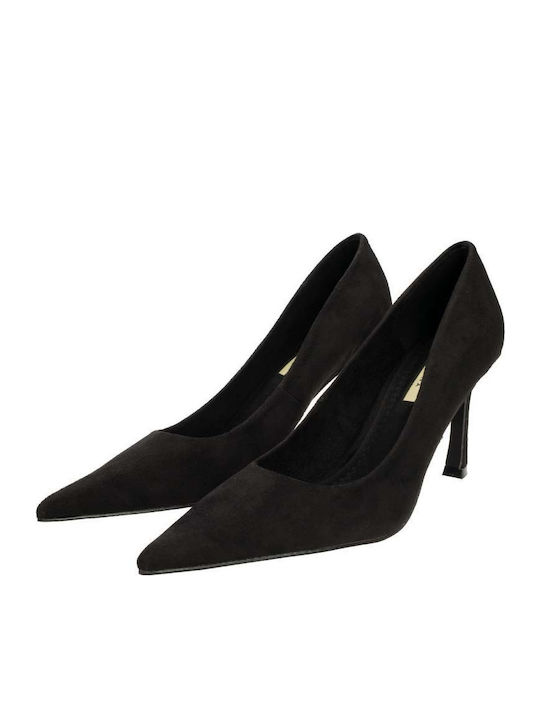 Synthetic Leather Black High Heels