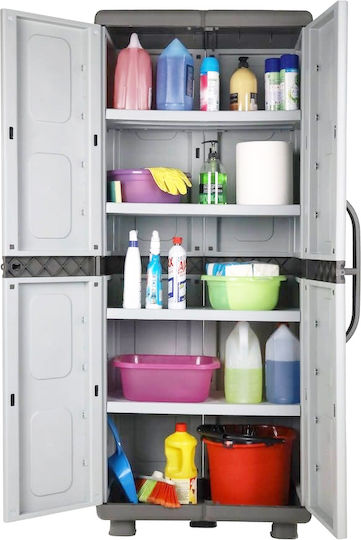 Double Door Wardrobe Plastic with 4 Shelves 73x44x179cm