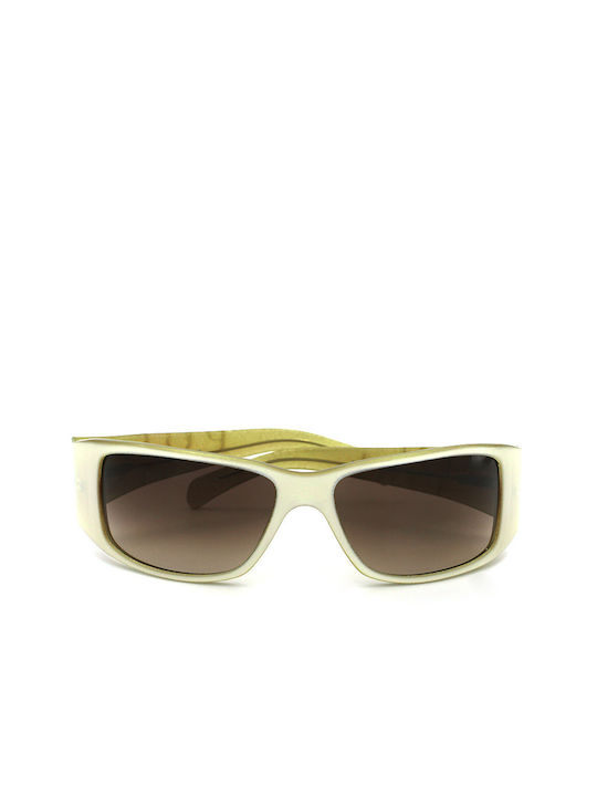 Pollini Sunglasses with Yellow Plastic Frame and Brown Gradient Lens PS6440-20/60-14-130