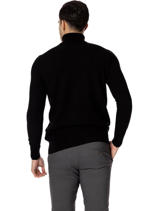 Vittorio Artist Men's Long Sleeve Sweater Turtleneck Black