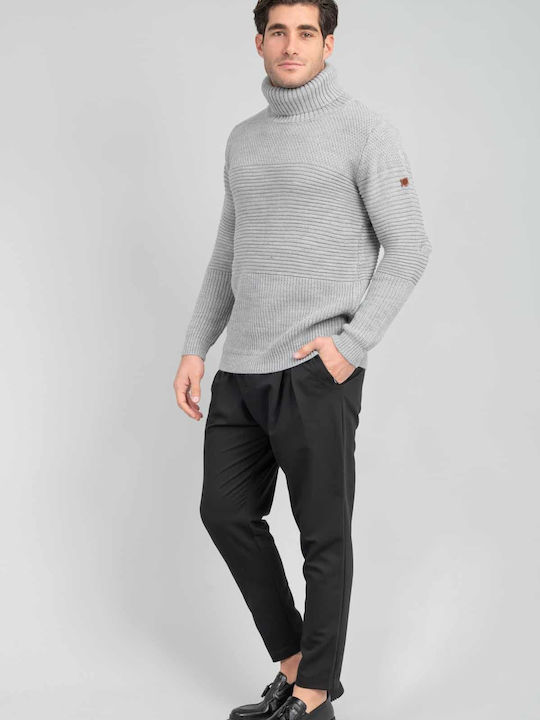 Vittorio Artist Herren Langarm-Pullover Rollkragen Gray