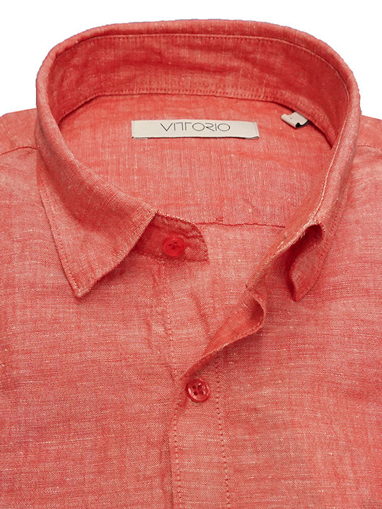 Vittorio Artist Men's Shirt Long Sleeve Linen Red