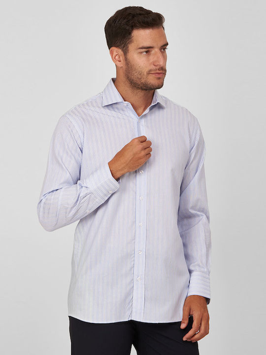 Kaiserhoff Men's Shirt Long Sleeve Cotton Striped Blue