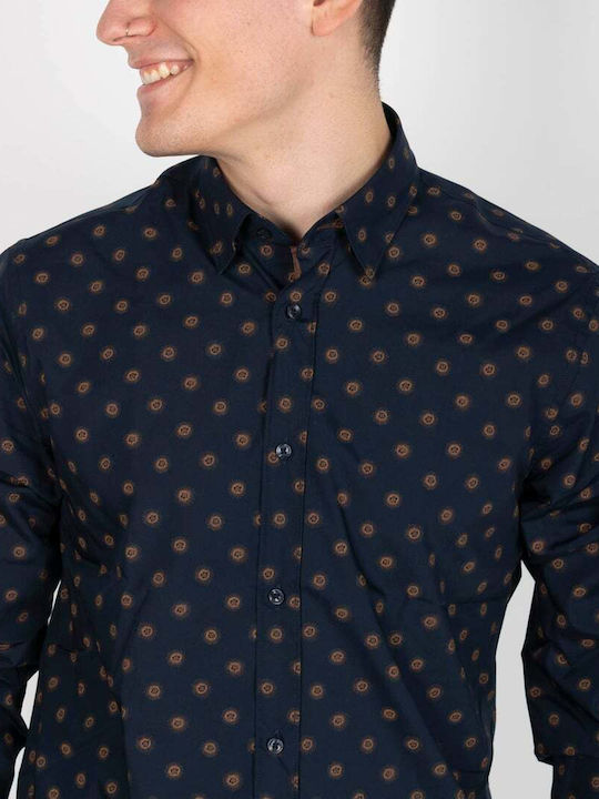 Vittorio Artist Men's Shirt Long Sleeve Navy Blue