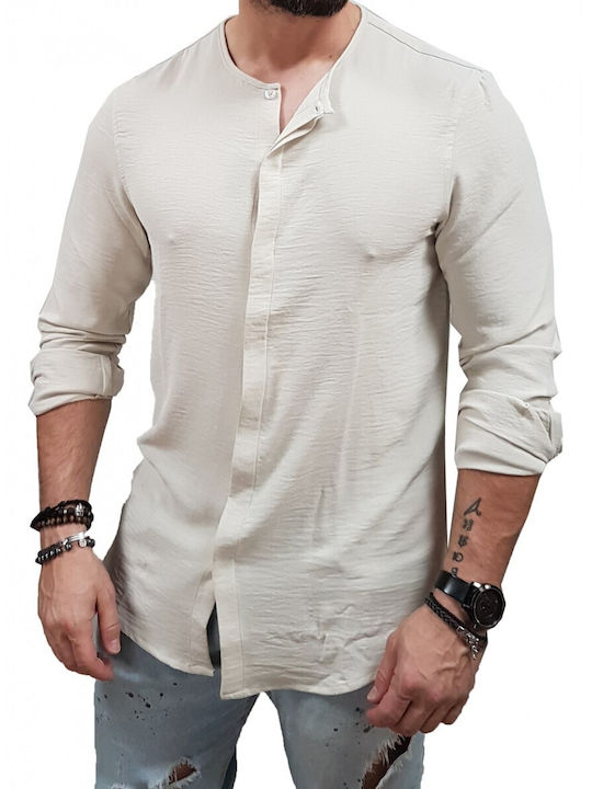 Vittorio Artist Men's Shirt Long Sleeve Beige