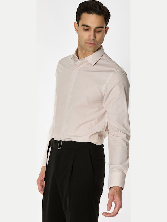 Langärmlig Baumwolle Hemd Beige