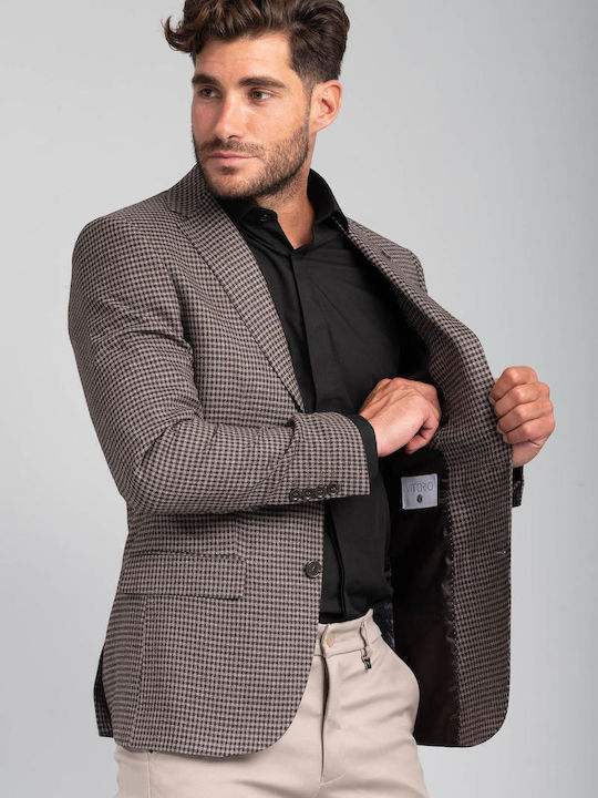 Vittorio Men's Suit Jacket Slim Fit Brown