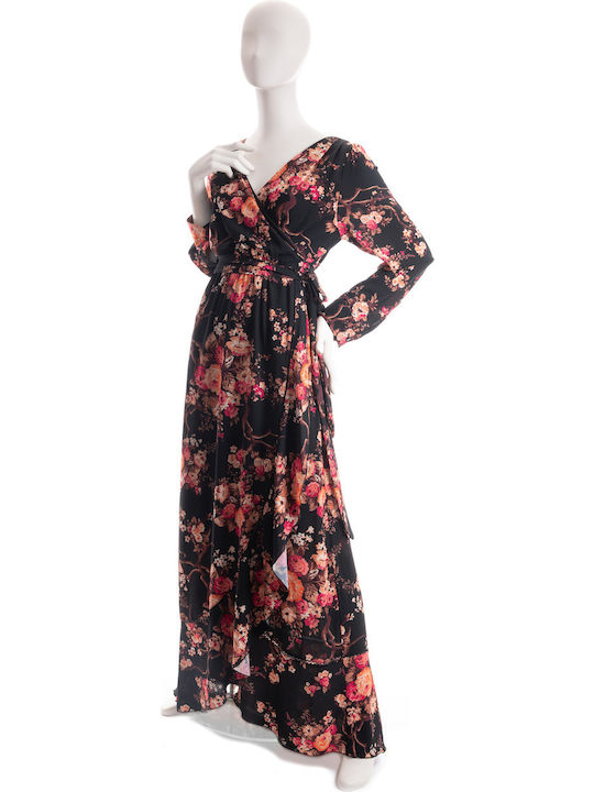 Lui E Lei Maxi Dress Wrap Black