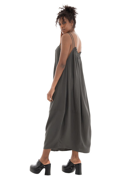 Black & Black Summer Midi Dress Gray