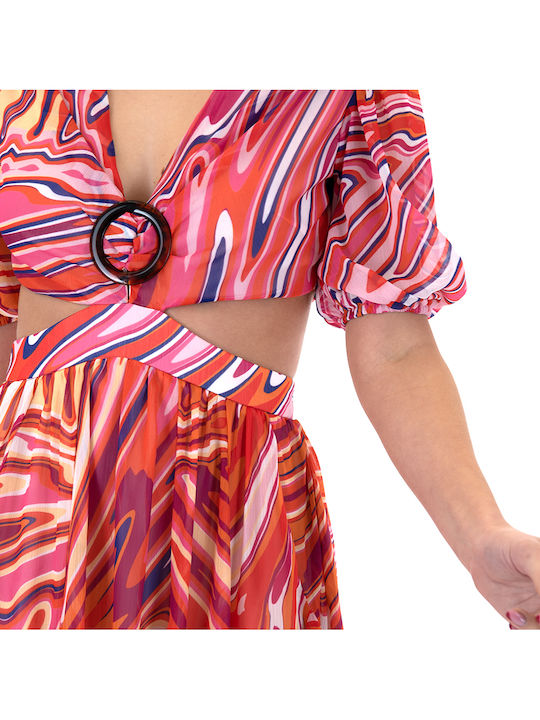 Dress Women Twenty-29 Καλοκαιρινό Mini Φόρεμα με Βολάν Κόκκινο