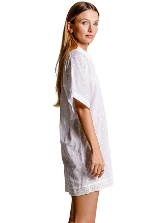 Molly Bracken Shirt Κοντομάνικο Γυναικείο Πουκάμισο Λευκό Πουά