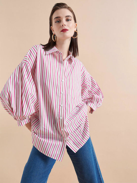 Bill Cost Women's Striped Long Sleeve Shirt Fuchsia