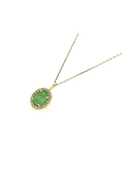 CHrysolithos Necklace Rosette from Gold 14K