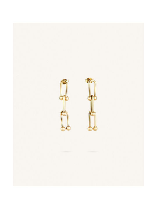 Set Earrings Pendants made of Steel Gold Plated